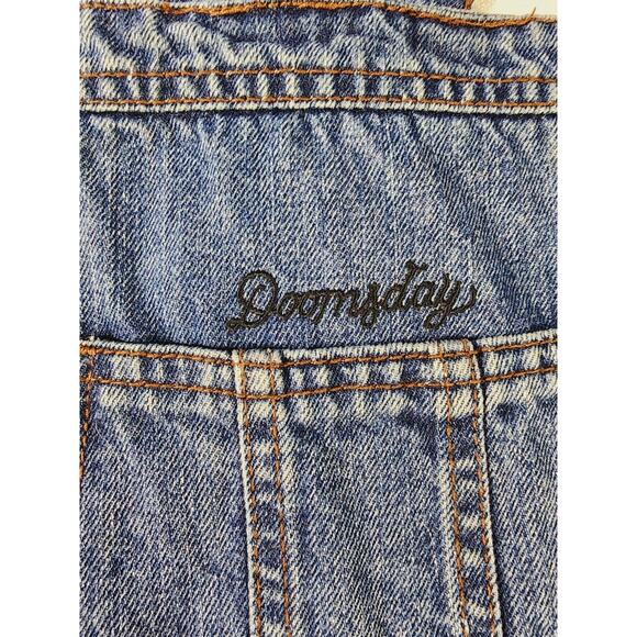 Doomsday Co UK Blue Denim Short Overalls Romper Sz XS 4" Inseam Streetwear - Picture 11 of 13